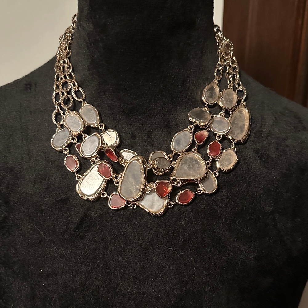 White House Black Market Gold and Red Necklace